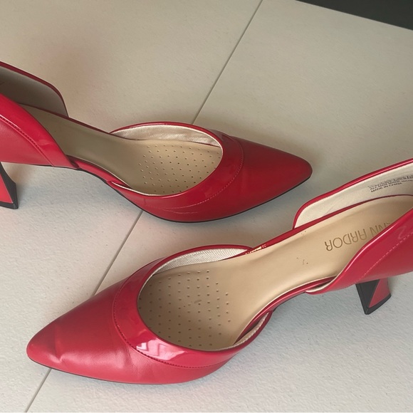 JENN ARDOR Red with Patent Leather trim Women's Pumps Low kitten Heel Pumps Sz 9 - Picture 14 of 16
